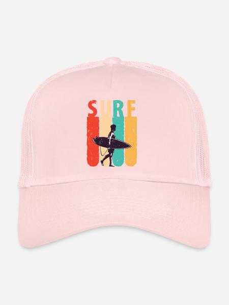Surf rétro, prêt à affronter les vagues - Casquette trucker - rose pâle - Devant