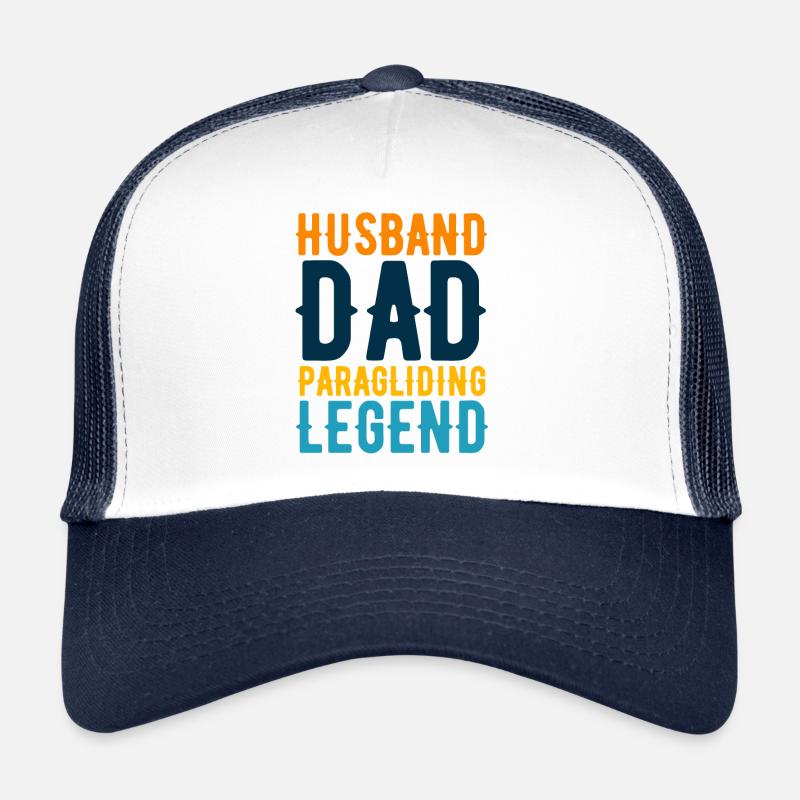Husband dad paragliding legend - Trucker Cap - white/navy