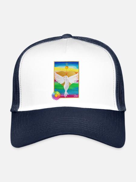 Rainbow Angel of Love with Rainbow Flower - Trucker Cap - white/navy - Front