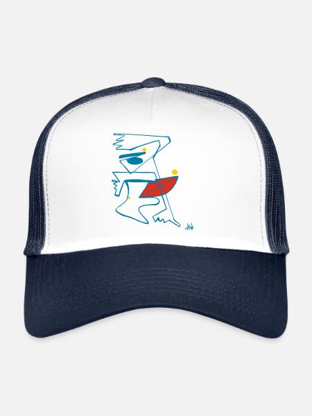 Drawing Line Art Illustration Mrs. Bunt - Trucker Cap - white/navy - Front