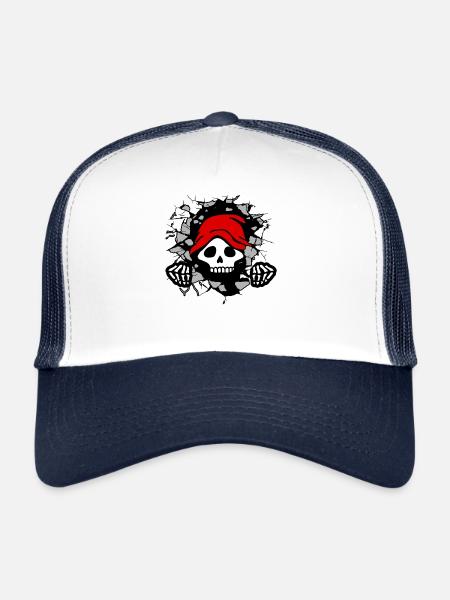 La petite Grim Reaper effrayante sort - Casquette trucker  - blanc/marine - Devant