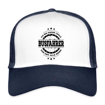 Busfahrer Kollegen Geburtstag Busfahren Geschenk - Trucker Cap - Weiß/Navy - Vorne