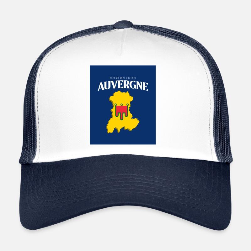 Fier de mes Racines Auvergne Bleu - Casquette trucker  - blanc/marine