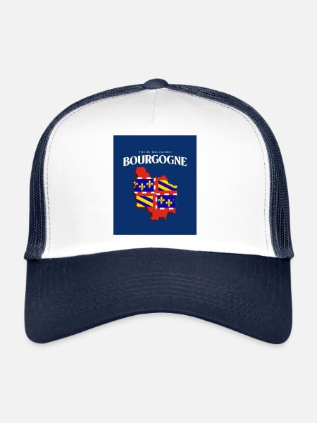 Fier de mes Racines Bourgogne Bleu - Casquette trucker  - blanc/marine - Devant