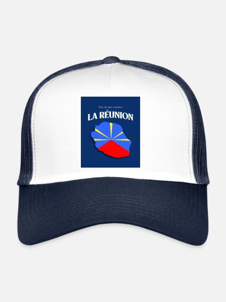 Fier de mes Racines La Réunion Bleu - Casquette trucker  - blanc/marine - Devant