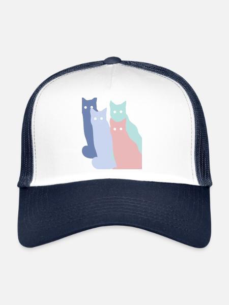 Chats pastels - Casquette trucker  - blanc/marine - Devant