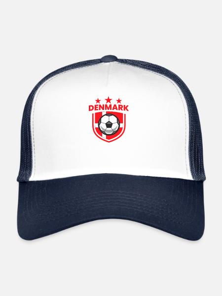 Drapeau de l’équipe du Danemark de football - Casquette trucker  - blanc/marine - Devant