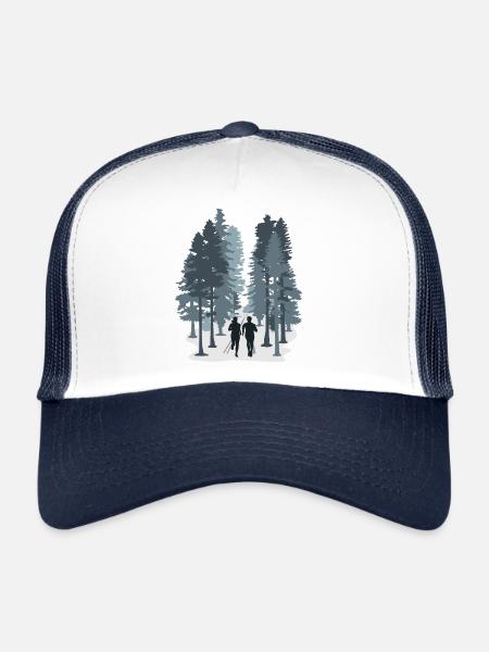 Courir, trail en forêt - Casquette trucker  - blanc/marine - Devant