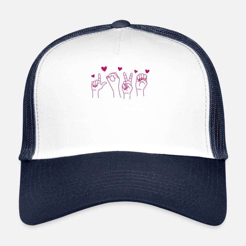 Valentinstag Liebe Zeichensprache Hand Herz Stumm - Trucker Cap - Weiß/Navy