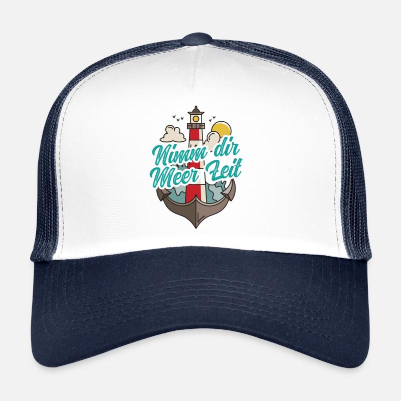 Nimm Dir Meer Zeit Nordsee Geschenk Leuchtturm - Trucker Cap - Weiß/Navy
