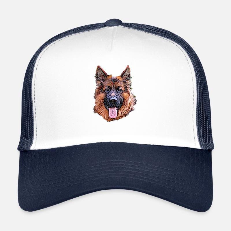 Visage de berger allemand - Casquette trucker  - blanc/marine