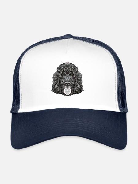 Visage de caniche standard - Casquette trucker  - blanc/marine - Devant