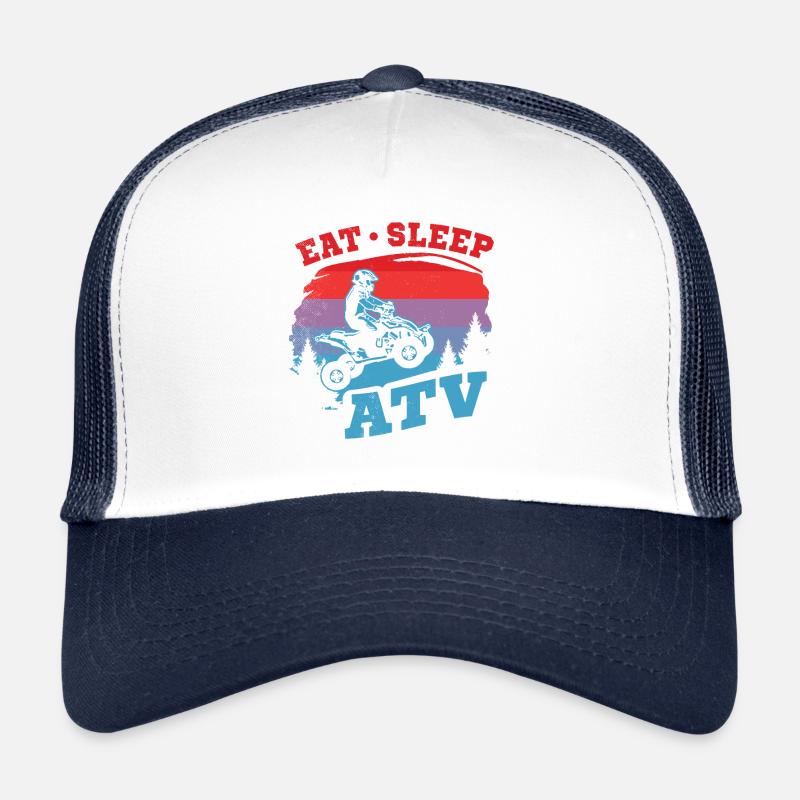 all terrain vehicles cool whisperer retro art - Trucker Cap - white/navy