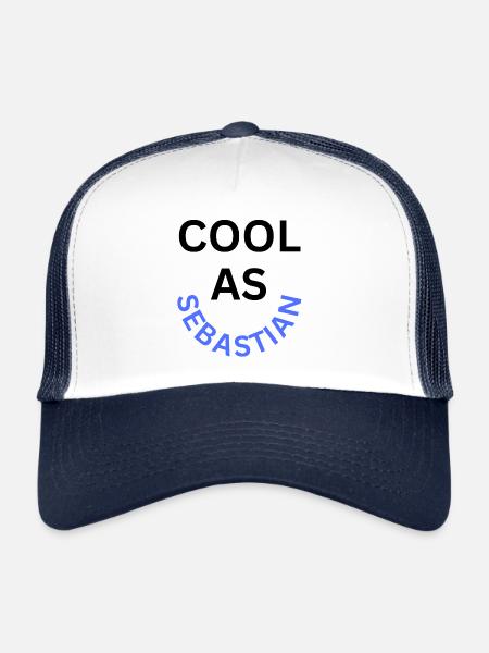 Cool as Sebastian Name - Trucker Cap - white/navy - Front