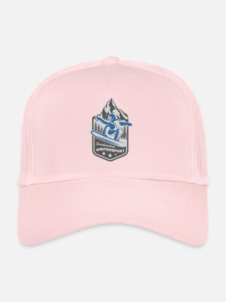 Snowboard Jeux d’hiver Snowboard - Casquette trucker  - rose pâle - Devant