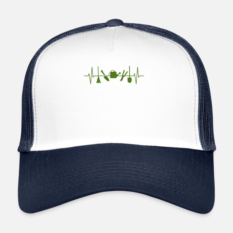 Garten Hobby Gärtner Herzschlag Linie Geschenkidee - Trucker Cap - Weiß/Navy