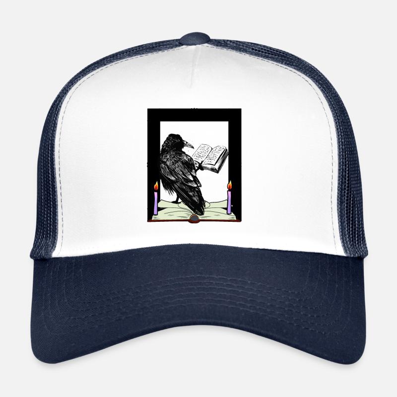 Raven Book Books Scholarly Learning Studying University Trucker Cap