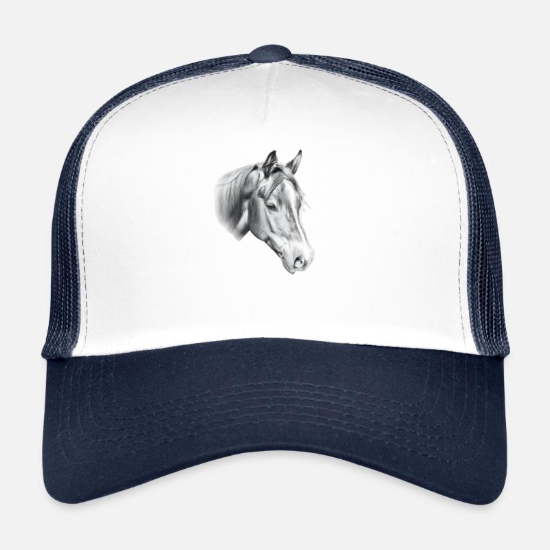 Dessin au crayon de tête de cheval Casquette trucker 