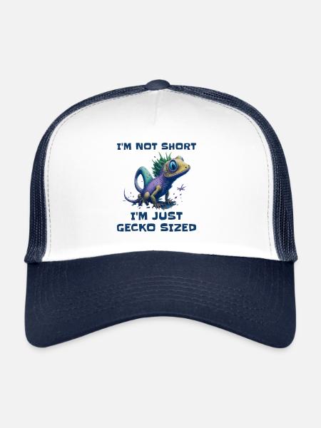 "I'm Not Short, I'm Just Gecko Sized" Cute Gecko - Trucker Cap - white/navy - Front