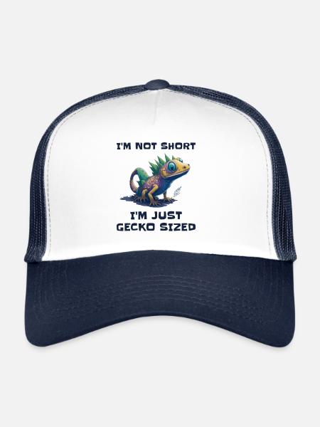"I'm Not Short, I'm Just Gecko Sized" Cute Gecko - Trucker Cap - white/navy - Front