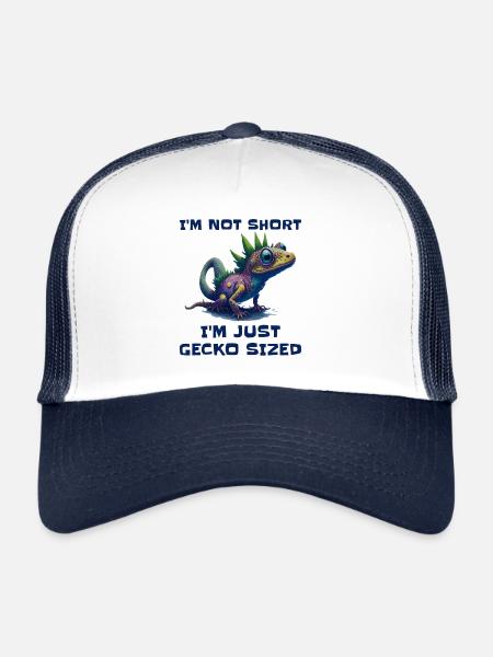 "I'm Not Short, I'm Just Gecko Sized" Cute Gecko - Trucker Cap - white/navy - Front
