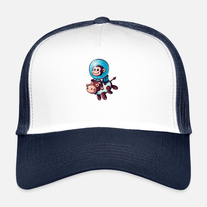 Singe sur Cow Rocket Shake Astronaute Cosmonaute Casquette trucker 