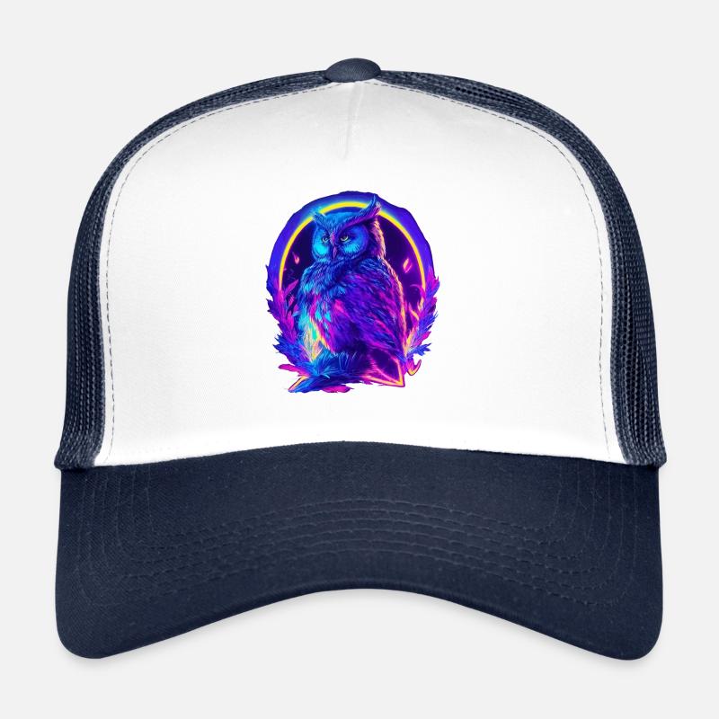Mystisch leuchtende Eule Neon Synthwave Trucker Cap