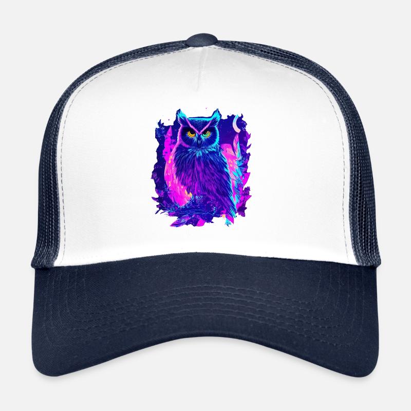 Neon Glowing Owl Synthwave Casquette trucker 