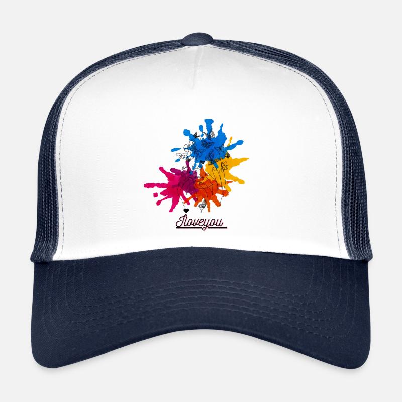 Farbklecks - Trucker Cap - Weiß/Navy