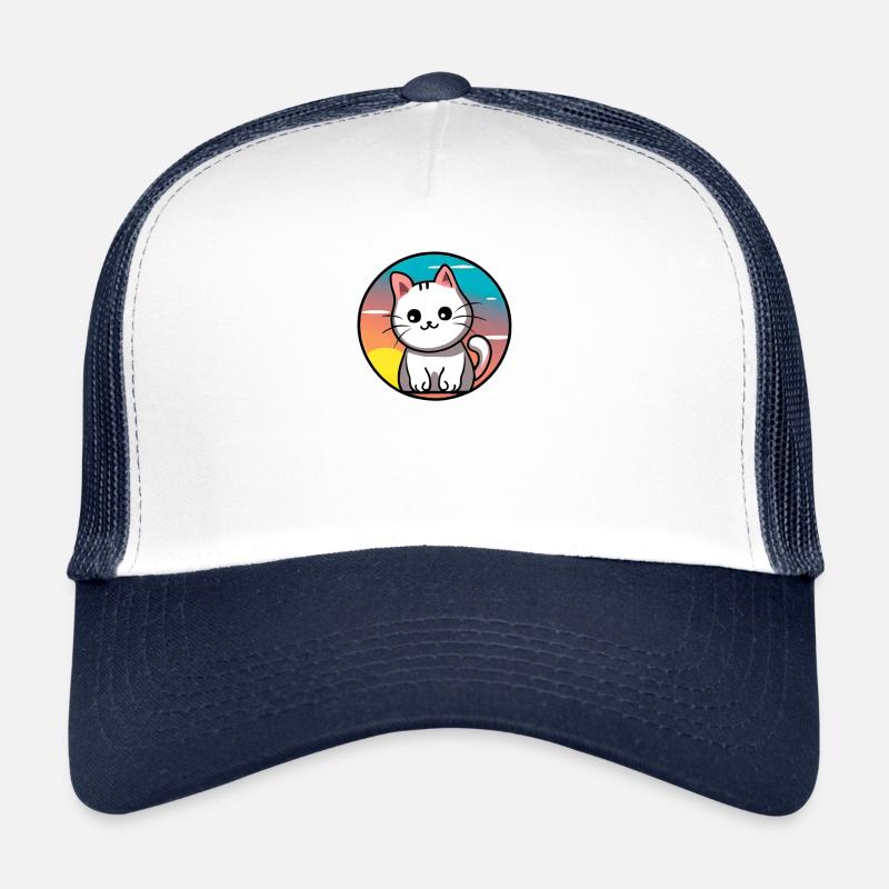 Cute cat Sunset design white Trucker Cap