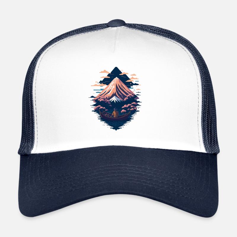 Serene Mount Fuji Sunset Peaceful River Scenery Trucker Cap