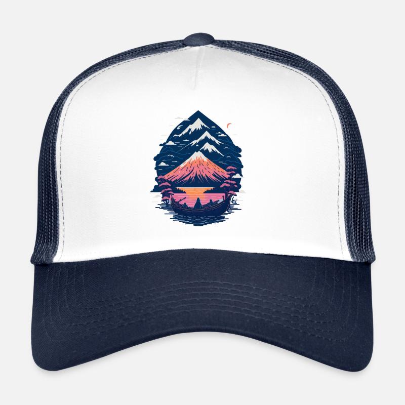 Serene Mount Fuji Sunset Peaceful River Scenery Trucker Cap