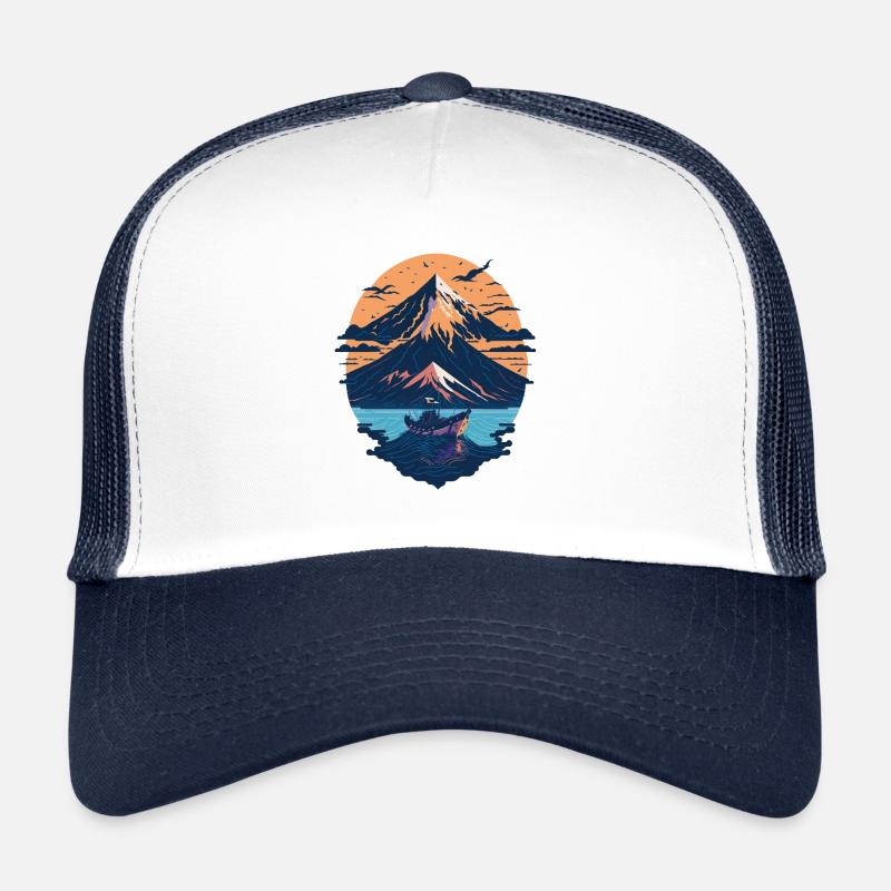 Serene Mount Fuji Sunset Peaceful River Scenery Trucker Cap