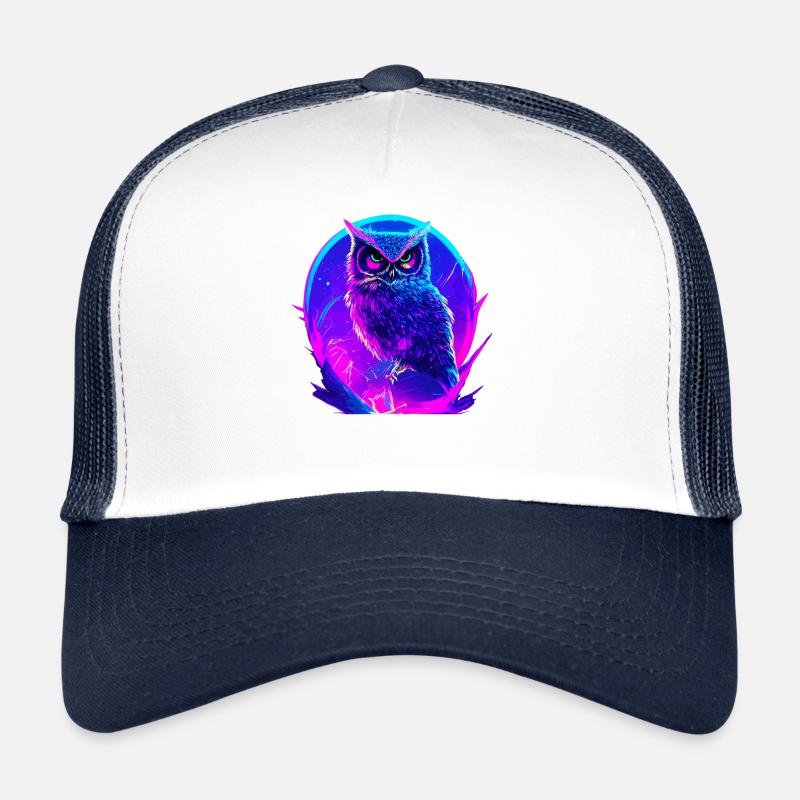 Leuchtende Eule Vogel Neon Kunstwerk - Trucker Cap - Weiß/Navy