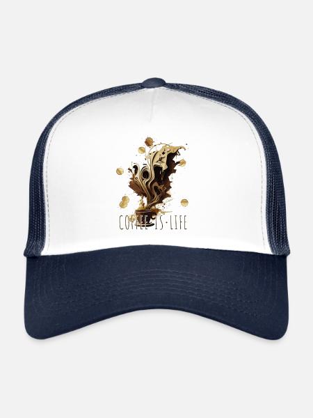 Coffee Is Life Coffee Surrealism AI Art Style - Trucker Cap - white/navy - Front