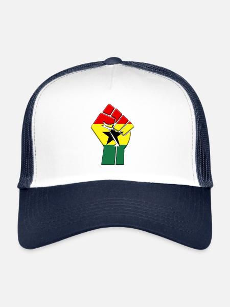 Ghana Drapeau africain Pays Fierté Ascendance autochtone - Casquette trucker  - blanc/marine - Devant