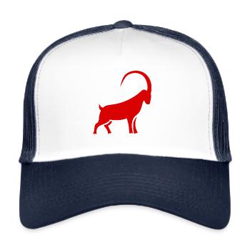 Capricorne en rouge pour le signe du zodiaque Waidmann Hunter - Casquette trucker  - blanc/marine - Devant