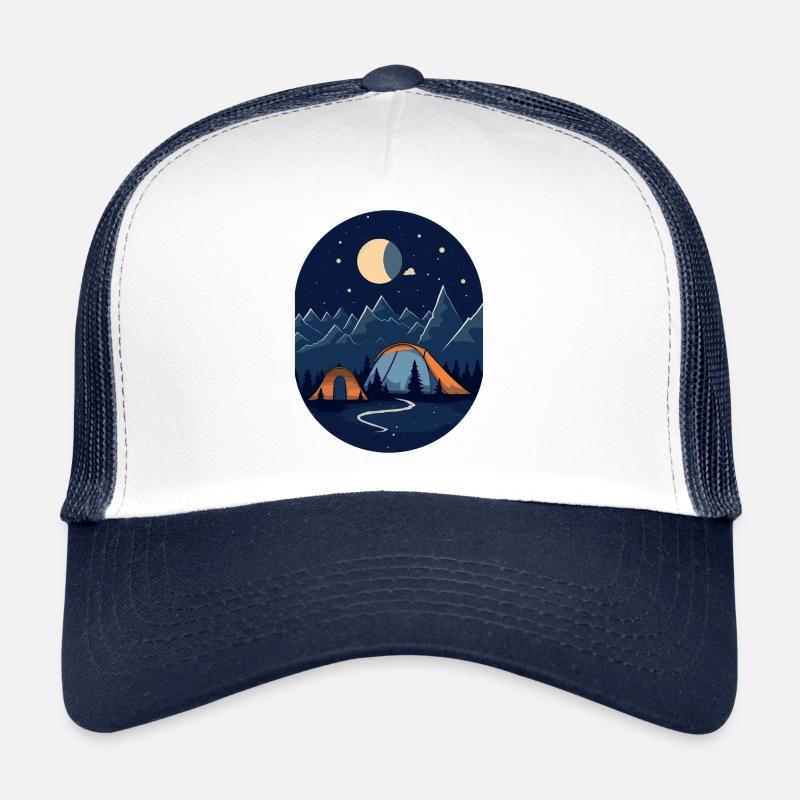 Peaceful solitude - camping in modern style - Trucker Cap - white/navy
