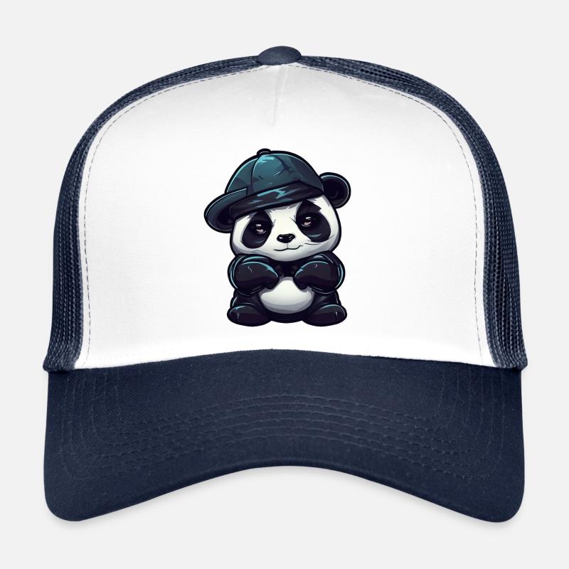 Cool panda with red eyes - Trucker Cap - white/navy
