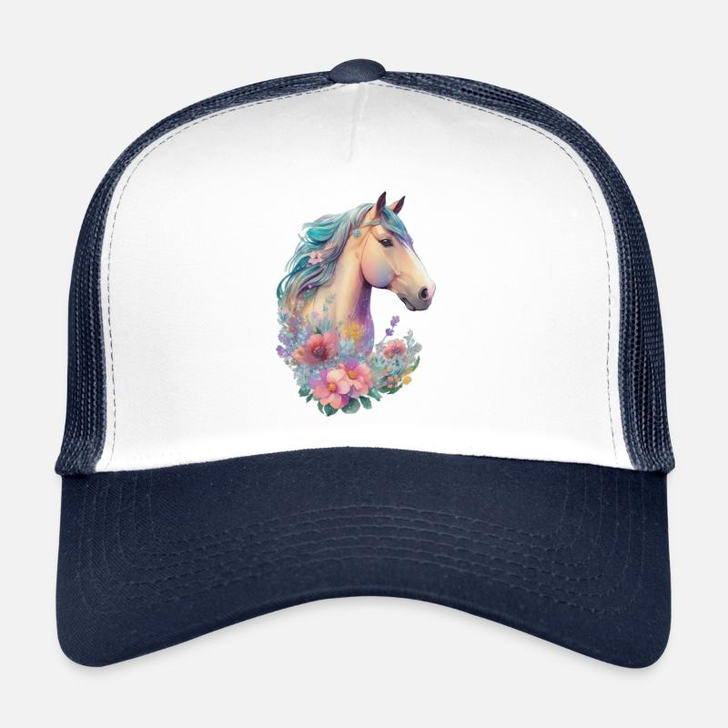 Das Pferd Mädchen Kinder Pferde Blumen Design Trucker Cap