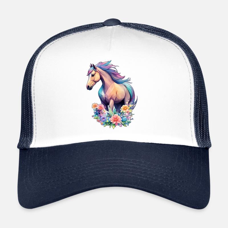 Œuvres d’art de fleurs de cheval avec de belles couleurs pastel Casquette trucker 
