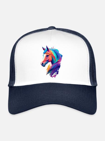 Horse Paint Splash Pony Rider Equestrian Design - Trucker Cap - white/navy - Front
