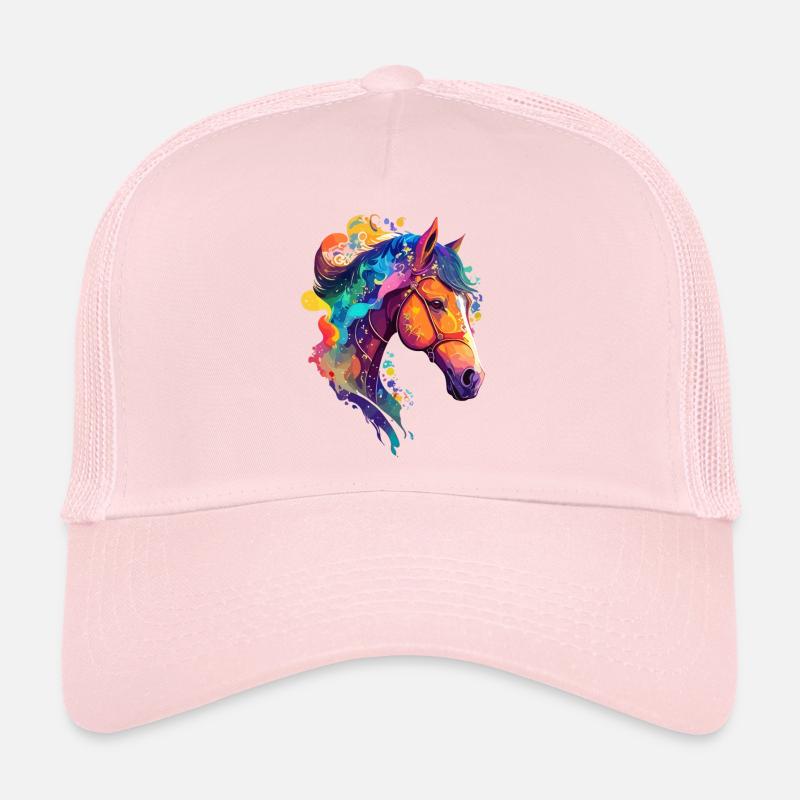 Belle illustration d’équitation de poney coloré de cheval Casquette trucker 