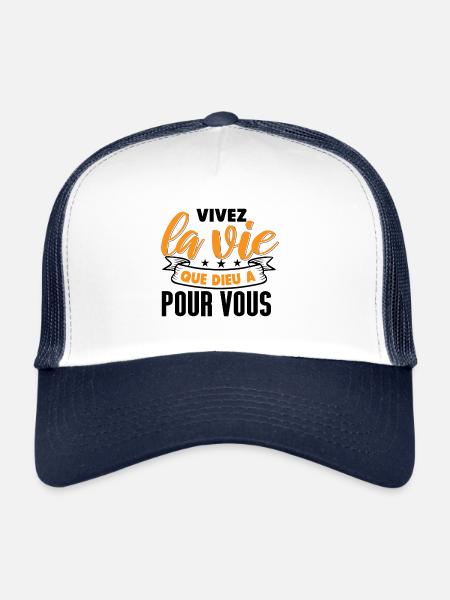 Vivez la vie que Dieu - Casquette trucker - blanc/marine - Devant