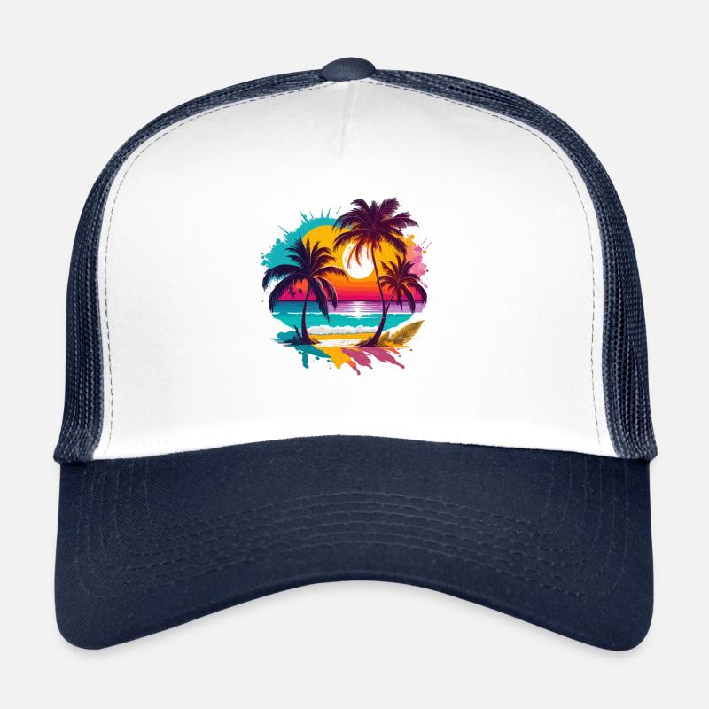 Soleil d’été Palm Tree Beach Island Casquette trucker 