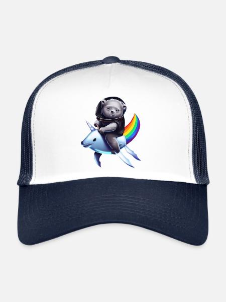 Koala Unicorn Astronaut à Rainbow Imaginative - Casquette trucker  - blanc/marine - Devant