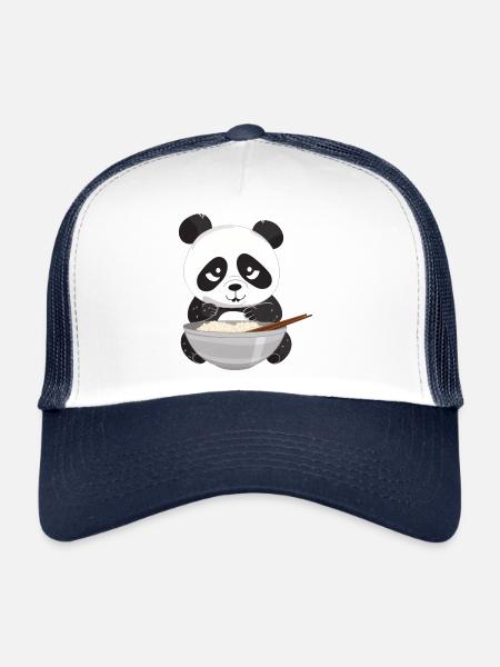 Panda with chopsticks and rice, Asian - Trucker Cap - white/navy - Front