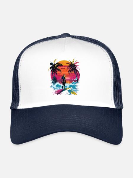 Summer Sun Palm Beach Island Surfboard - Trucker Cap - white/navy - Front
