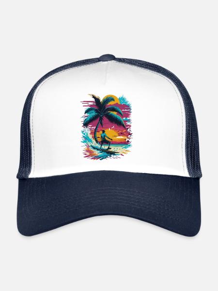 Summer Sun Palm Beach Island Surfboard - Trucker Cap - white/navy - Front