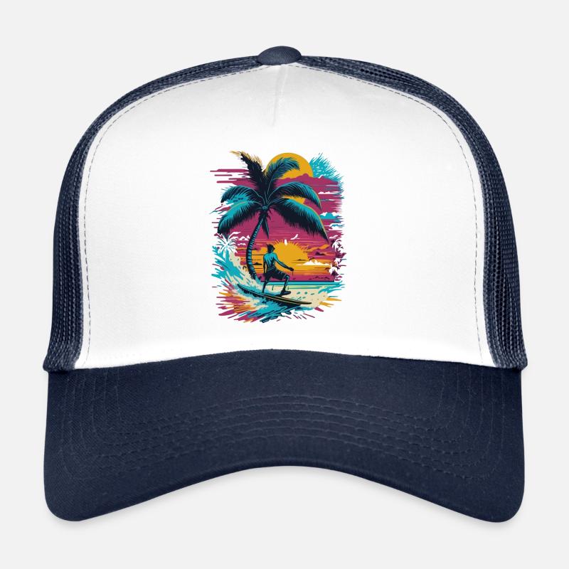 Summer Sun Palm Beach Island Surfboard Trucker Cap